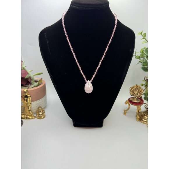 Miriam Haskell Pink Crystal Necklace Faceted Drop Vintage Signed Rare Estate - Picture 3 of 10